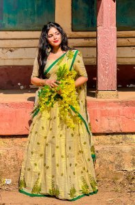 GOLDEN TISSUE HALF SAREE