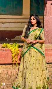 GOLDEN TISSUE HALF SAREE